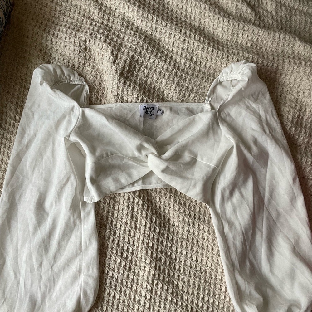 Princess Polly White Long Sleeve Crop Top